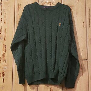 Vintage Mens CHAPS RALPH LAUREN Cable Knit Forest Green Sweater. Size Large